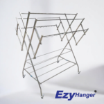 EzyHanger EH3900A stainless steel foldable drying rack foldable drying rack with bottom tier for extra space heavy-duty drying rack for shoes and bulkier items rust-resistant stainless steel laundry rack with wheels versatile and space-saving clothes drying rack