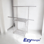 EzyHanger EH1100A stainless steel adjustable clothes drying rack versatile height and width adjustable drying rack rust-resistant stainless steel laundry rack in Malaysia spacious and durable drying rack for long garments space-saving laundry rack with middle tier