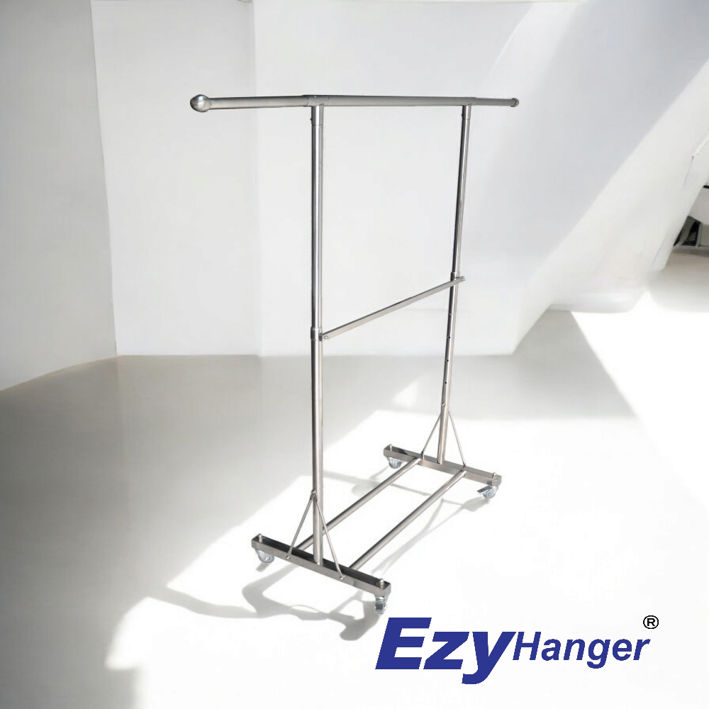 KitchLife Stainless Steel Clothes Drying Rack With Wheels - 63 Inch Heavy Duty Foldable