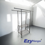 EzyHanger EH1100AL stainless steel clothes drying rack adjustable clothes drying rack with lockable wheels durable stainless steel drying rack Malaysia compact foldable clothes rack for home use heavy-duty indoor and outdoor laundry rack
