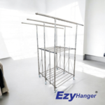 EzyHanger Telescopic Stainless Steel Clothes Drying Rack three-rod clothes drying rack adjustable height drying rack foldable stainless steel drying rack space-saving laundry drying rack lockable wheels drying rack with six wheels